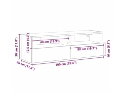 vidaXL Wand-TV-Schrank 2 Stk Schwarz Eichen-Optik 100x30x30cm 862193