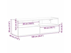 vidaXL Wand-TV-Schrank Schwarz Eichen-Optik 100x30x30cm Holzwerkstoff 862192