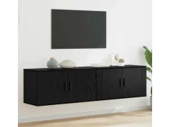 vidaXL Wand-TV-Schrank Set Wandmontiert 2-Tlg Schwarz Eichen-Optik 3415603