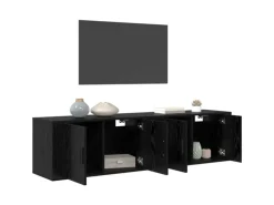vidaXL Wand-TV-Schrank Set Wandmontiert 2-Tlg Schwarz Eichen-Optik 3415603