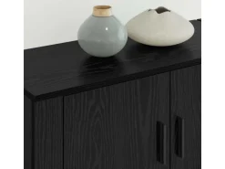 vidaXL Wand-TV-Schrank Set Wandmontiert 2-Tlg Schwarz Eichen-Optik 3415603