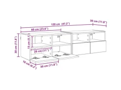 vidaXL Wand-TV-Schränke 2 Stk Schwarz Eichen-Optik 60 x 30 x 30 cm 882927