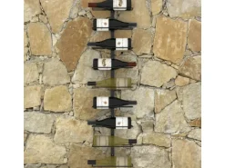 vidaXL Wand-Weinregal für 9 Flaschen Schwarz Eisen