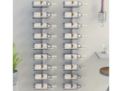 vidaXL Wand-Weinregal für 9 Flaschen 2 Stk. Weiß Eisen