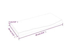 vidaXL Waschtischplatte 60x30x2 cm Massivholz Unbehandelt