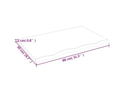 vidaXL Waschtischplatte 80x50x2 cm Massivholz Unbehandelt