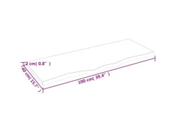 vidaXL Waschtischplatte 100x40x2 cm Massivholz Unbehandelt