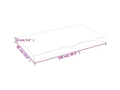 vidaXL Waschtischplatte 100x60x6 cm Massivholz Unbehandelt