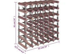 vidaXL Weinregal für 42 Flaschen Braun Massivholz Kiefer 61 x 22,5 x 61 cm