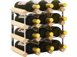 vidaXL Weinregal für 12 Flaschen Massivholz Kiefer