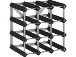 vidaXL Weinregal für 12 Flaschen Schwarz Massivholz Kiefer 32,5 x 22,5 x 32,5 cm