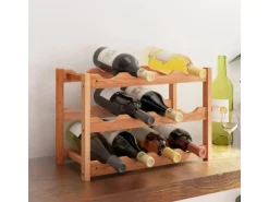 vidaXL Weinregal für 12 Flaschen Massivholz Nussbaum