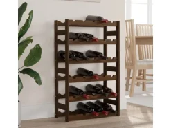 vidaXL Weinregal für 30 Flaschen Braun Massivholz Kiefer