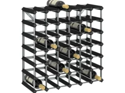 vidaXL Weinregal für 42 Flaschen Schwarz Massivholz Kiefer 61,5 x 22,5 x 61,5 cm