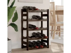 vidaXL Weinregal für 20 Flaschen Schwarz Massivholz Kiefer 43 x 25 x 70 cm