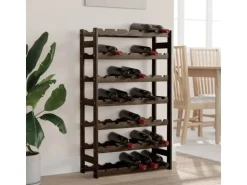vidaXL Weinregal für 42 Flaschen Schwarz Massivholz Kiefer 62,5 x 25 x 102 cm