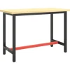 vidaXL Werkbankgestell MattSchwarz und MattRot 110x50x79 cm Metall