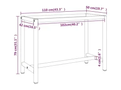 vidaXL Werkbankgestell MattSchwarz und MattRot 110x50x79 cm Metall