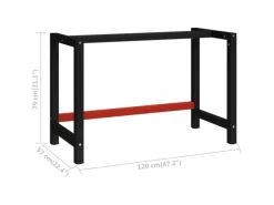 vidaXL Werkbankgestell Metall 120x57x79 cm Schwarz und Rot