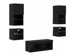 vidaXL Wohnwand mit LED 8-Tlg Schwarz Eichen-Optik 3402922