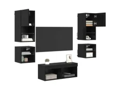 vidaXL Wohnwand mit LED 8-Tlg Schwarz Eichen-Optik 3402922