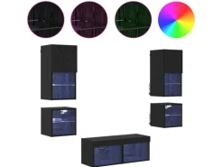 vidaXL Wohnwand mit LED 8-Tlg Schwarz Eichen-Optik 3402922