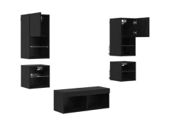 vidaXL Wohnwand mit LED 8-Tlg Schwarz Eichen-Optik 3402922