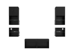 vidaXL Wohnwand mit LED 8-Tlg Schwarz Eichen-Optik 3402922