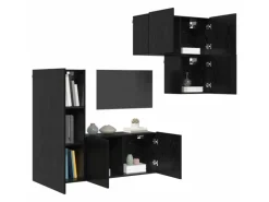 vidaXL Wohnwand 4-Tlg Schwarz Eichen-Optik Holzwerkstoff 3402766