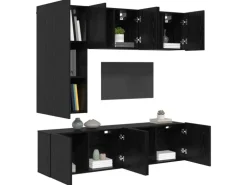 vidaXL Wohnwand 5-Tlg Schwarz Eichen-Optik Holzwerkstoff 3402772