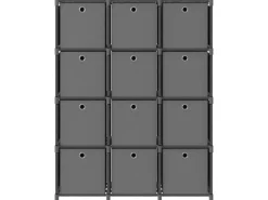 vidaXL Würfel-Regal mit Boxen 12 Fächer Grau 103x30x141 cm Stoff