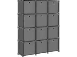 vidaXL Würfel-Regal mit Boxen 12 Fächer Grau 103x30x141 cm Stoff