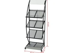 vidaXL Zeitschriftenständer 47 x 40 x 134 cm Schwarz und Weiß A4