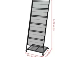 vidaXL Zeitschriftenständer 47,5×43×133 cm Schwarz A4