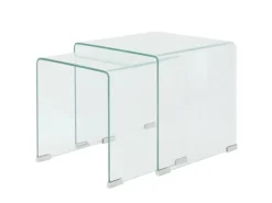 vidaXL Zweiteiliges Satztisch-Set aus gehärtetem Glas Transparent 244191