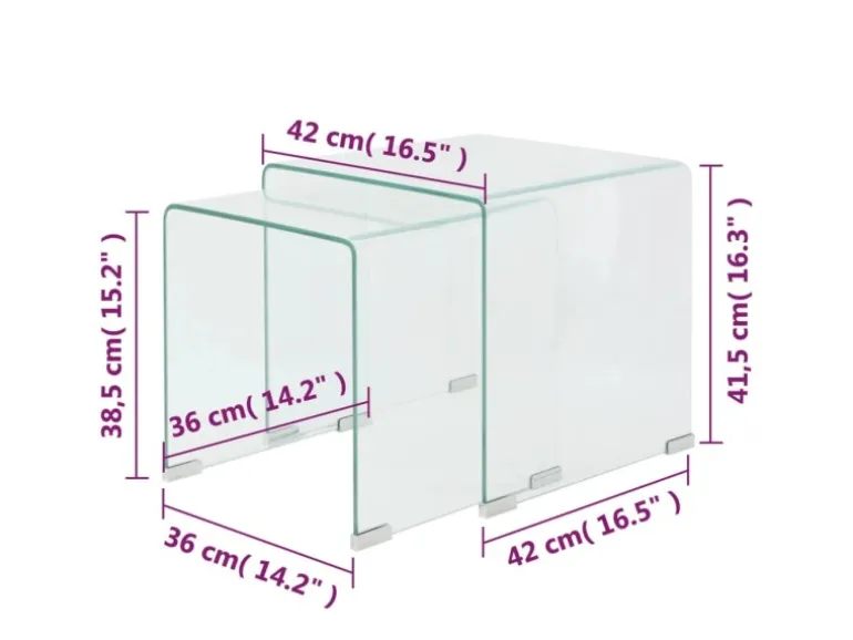 vidaXL Zweiteiliges Satztisch-Set aus gehärtetem Glas Transparent 244191