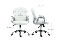 Vinsetto Bürostuhl Ergonomisch für Home Office 59 x 60 x 103 cm Weiß