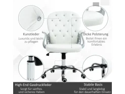 Vinsetto Bürostuhl Ergonomisch für Home Office 59 x 60 x 103 cm Weiß