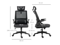Vinsetto Bürostuhl mit Wippfunktion Mesh Schwarz 58L x 61B x 102-119H cm