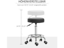 Vinsetto Höhenverstellbarer Arbeitshocker mit Fußring Ø42 x 50-64 cm