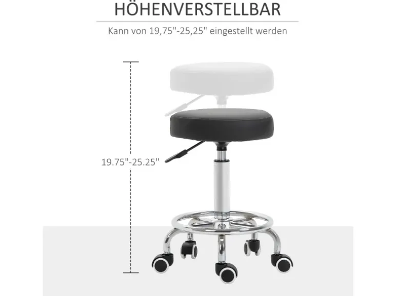 Vinsetto Höhenverstellbarer Arbeitshocker mit Fußring Ø42 x 50-64 cm