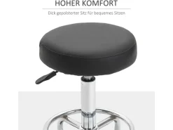 Vinsetto Höhenverstellbarer Arbeitshocker mit Fußring Ø42 x 50-64 cm