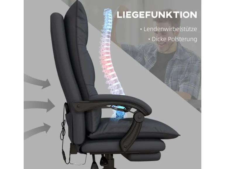 Vinsetto Massage-Bürostuhl mit Heizfunktion und Fußstütze
