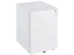 Vinsetto Rollcontainer mit 3 Schubladen Aufbewahrung Stahl Weiß 39 x 48 x 59 cm