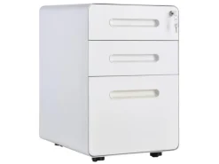 Vinsetto Rollcontainer mit 3 Schubladen Aufbewahrung Stahl Weiß 39 x 48 x 59 cm