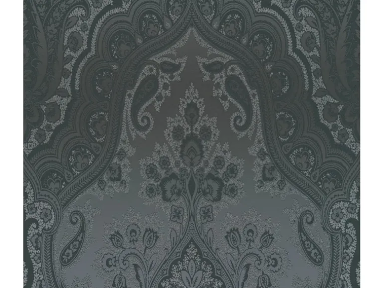 Vliestapete Barock Ornament Glänzend Glatt Schwarz Dunkelgrau FSC®