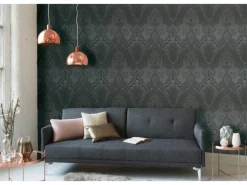 Vliestapete Barock Ornament Glänzend Glatt Schwarz Dunkelgrau FSC®