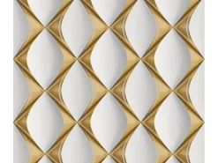 Vliestapete 3D Design Glänzend Leicht Strukturiert Gold Weiß FSC®