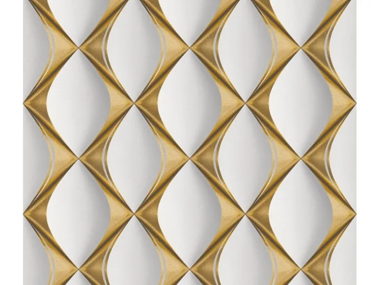 Vliestapete 3D Design Glänzend Leicht Strukturiert Gold Weiß FSC®