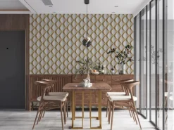 Vliestapete 3D Design Glänzend Leicht Strukturiert Gold Weiß FSC®